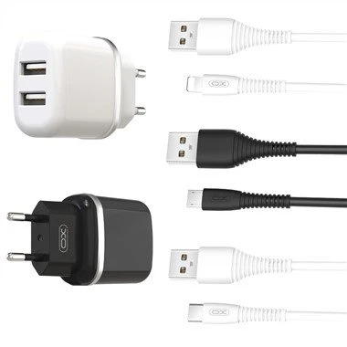 2.4A 2USB Chaw nres nkoj Fast EU Charger nrog USB cable haum